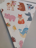 Kids fabric bunting, animal nursery decor