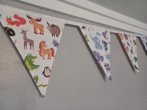 Kids fabric bunting, animal nursery decor