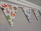 Kids fabric bunting, animal nursery decor