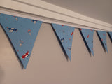 Nursery bunting, aeroplanes and parachutes