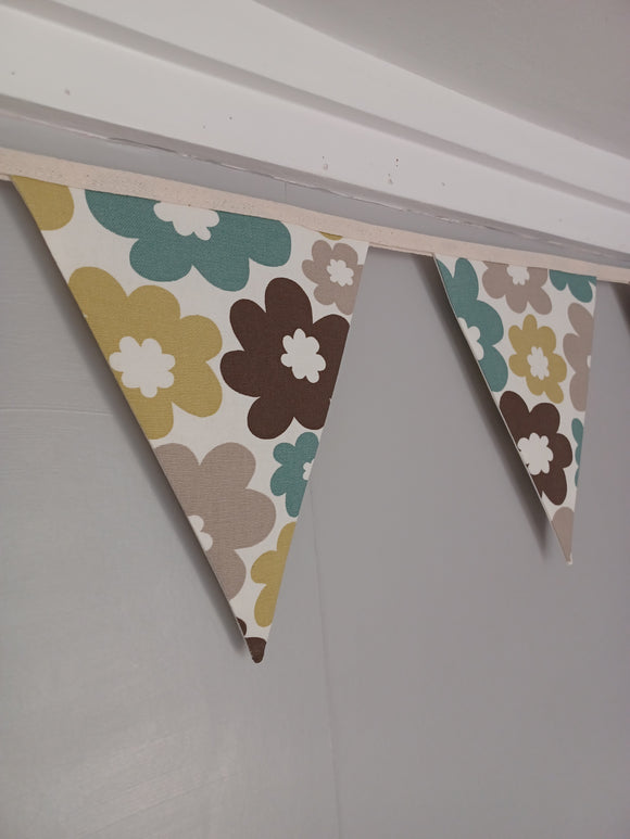 Bold retro flower fabric bunting,