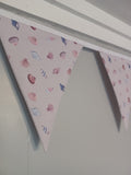Sea shells fabric bunting, lilac, pinks and blues