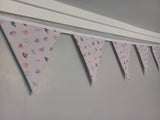 Sea shells fabric bunting, lilac, pinks and blues
