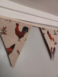 Chicken fabric bunting, gorgeous natural colours, choice of lengths, Chickens, Roosters, Cockerels, Hens