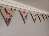 Chicken fabric bunting, gorgeous natural colours, choice of lengths, Chickens, Roosters, Cockerels, Hens