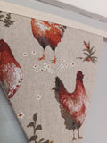 Chicken fabric bunting, gorgeous natural colours, choice of lengths, Chickens, Roosters, Cockerels, Hens