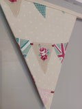 Bunting, party decoration, bunting design fabric made into bunting