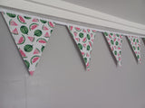 Watermelon fabric bunting, 10 flags, approx 2.5 metres