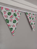 Watermelon fabric bunting, 10 flags, approx 2.5 metres