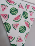 Watermelon fabric bunting, 10 flags, approx 2.5 metres