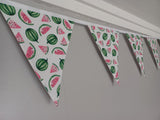 Watermelon fabric bunting, 10 flags, approx 2.5 metres