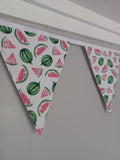 Watermelon fabric bunting, 10 flags, approx 2.5 metres