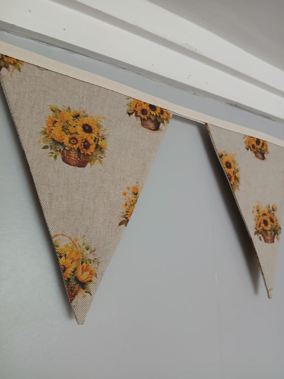 Sunflowers baskets fabric bunting