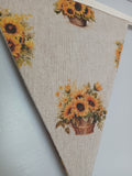 Sunflowers baskets fabric bunting
