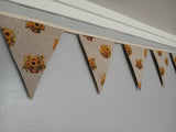 Sunflowers baskets fabric bunting