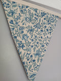 Blue and cream fabric bunting, French General Moda fabric