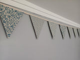 Blue and cream fabric bunting, French General Moda fabric