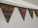William Morris fabric bunting, Strawberry Thief design
