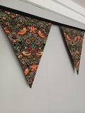 William Morris fabric bunting, Strawberry Thief design