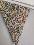 Fruit fabric bunting, William Morris, Pomegranate and Lemon