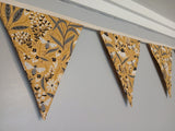 Mustard fabric bunting with bee garden design