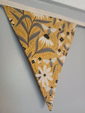 Mustard fabric bunting with bee garden design