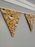 Mustard fabric bunting with bee garden design