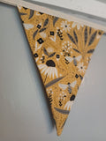 Mustard fabric bunting with bee garden design