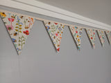 Bees and wildflowers fabric bunting