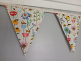 Bees and wildflowers fabric bunting