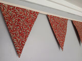 Red Willow Bough Fabric Bunting,  William Morris design