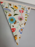 Bees and wildflowers fabric bunting