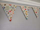 Bees and wildflowers fabric bunting