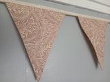 Larkspur fabric bunting, William Morris design