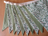 Willow Bough and Green fabric bunting