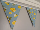 Lemons fabric bunting on blue