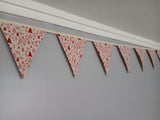 Christmas Tree Fabric Bunting,  Red and Cream