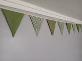 Willow Bough and Green fabric bunting