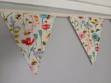 Bees and wildflowers fabric bunting