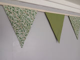 Willow Bough and Green fabric bunting