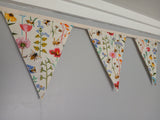 Bees and wildflowers fabric bunting