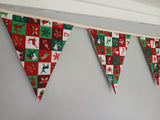 Christmas Fabric Bunting, reindeer, holly, snowflakes, bells etc