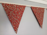 Red Willow Bough Fabric Bunting,  William Morris design