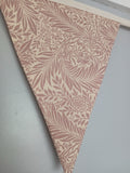 Larkspur fabric bunting, William Morris design