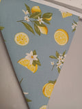 Lemons fabric bunting on blue