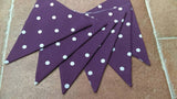 Purple spotty bunting, 2,3 or 4 metres