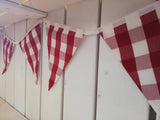 Red or blue checked homemade bunting - approx 3 metres.