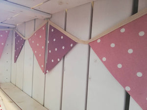 Lovely spotty fabric bunting, approx 3 metres
