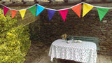 Fabric rainbow coloured bunting 18 flags - over 4 metres