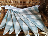 Red or blue checked homemade bunting - approx 3 metres.